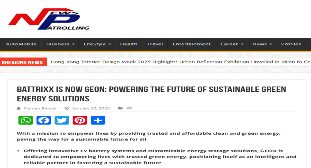 Battrixx Is Now GEON: Powering the Future of Sustainable Green Energy Solutions